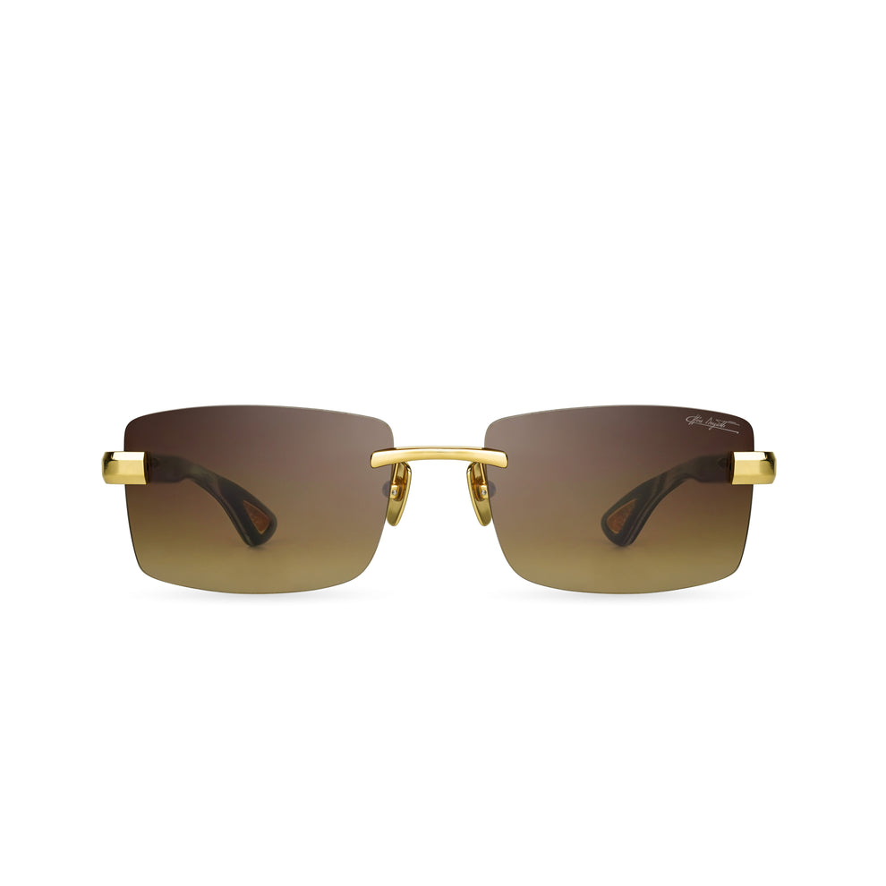 BUGATTI 36C CH 24K 24K Yellow Gold - Classic Horn Acetate - Brown Gradient Lens Sterling Silver - Dark Blue Horn Acetate - Blue Lens