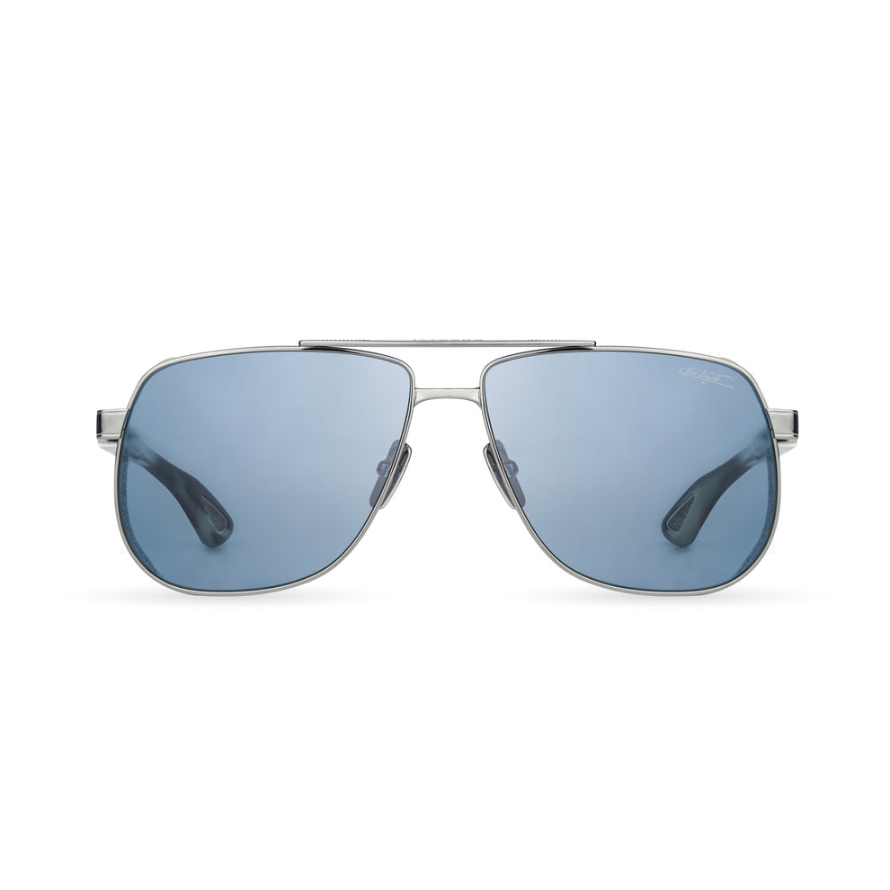 BUGATTI 100 SS BP SIZE 62 COLOR Gunmetal - Sterling Silver - Dark Blue Horn Acetate - Blue Lens