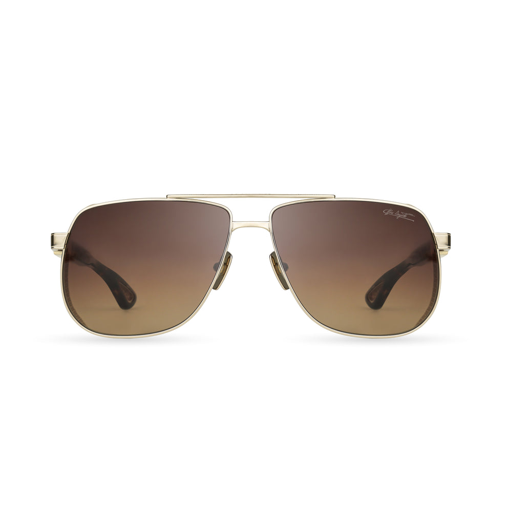 BUGATTI 100 WG TRT SIZE 62 3COLOR White Gold - Classic Tortoise Acetate Temples - Brown Gradient Lens