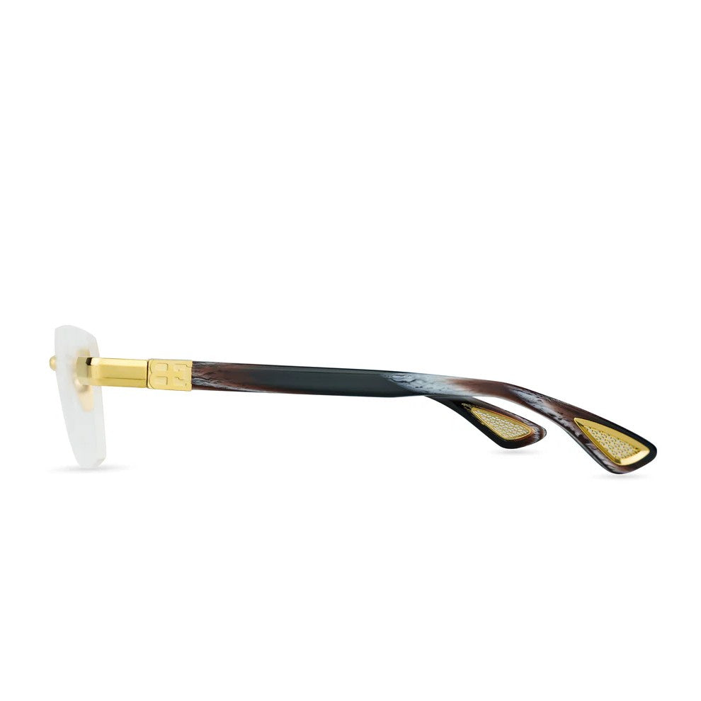 BUGATTI 36B CH S24K 24K Yellow Gold - Classic Horn Acetate - Clear Optical Lens