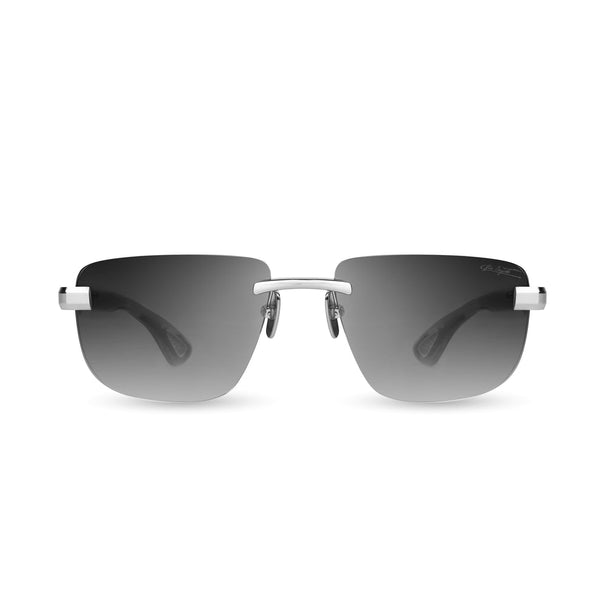 BUGATTI 36H BBS SS SIZE 58 # Sterling Silver - Bugatti Blue Swirl Acetate - Grey Gradient Lens