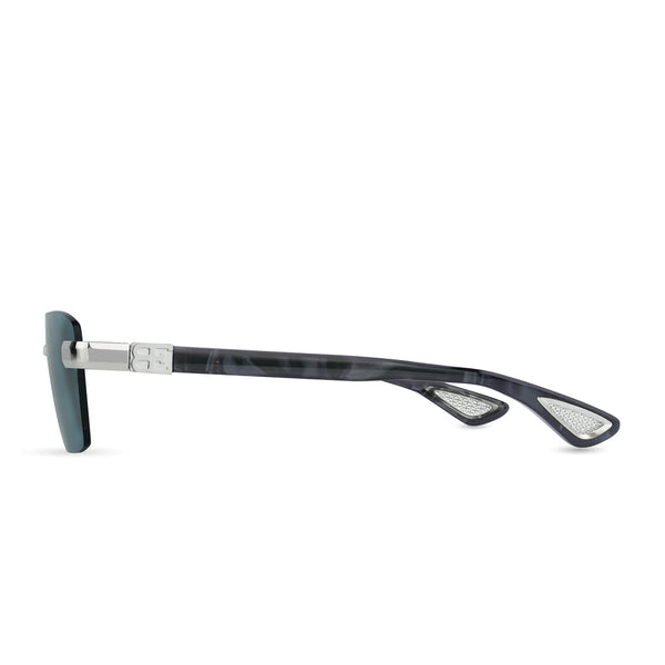 BUGATTI 36H BP SS SIZE 58 Sterling Silver - Black Pearl Acetate - Blue Lens