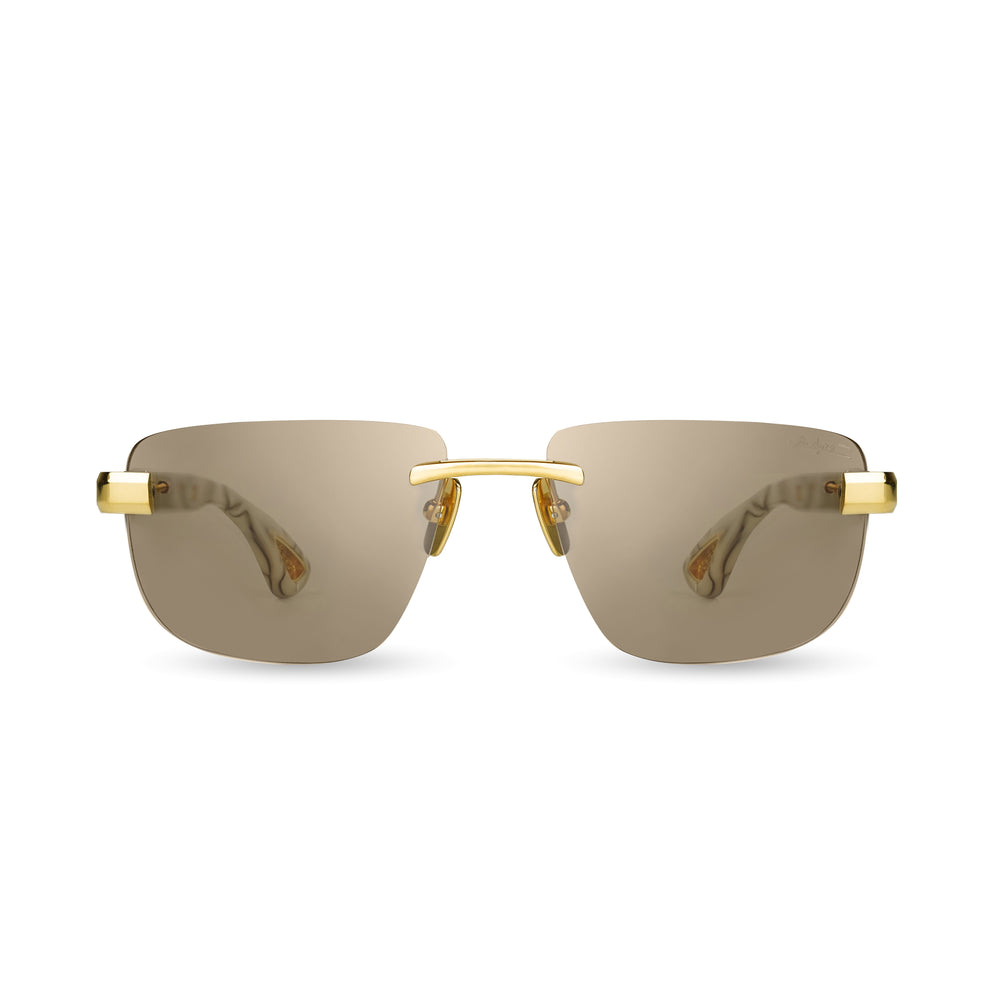 BUGATTI 36H WP 24K 24K Yellow Gold - White Pearl Acetate - Light Brown Lens SIZE 58