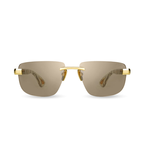 BUGATTI 36H WP 24K 24K Yellow Gold - White Pearl Acetate - Light Brown Lens SIZE 58